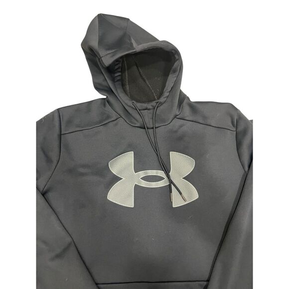 Under Armour Sweatshirt Hoodie Fleece Size XL Black Loose Fit Big Logo Men's - Picture 4 of 6